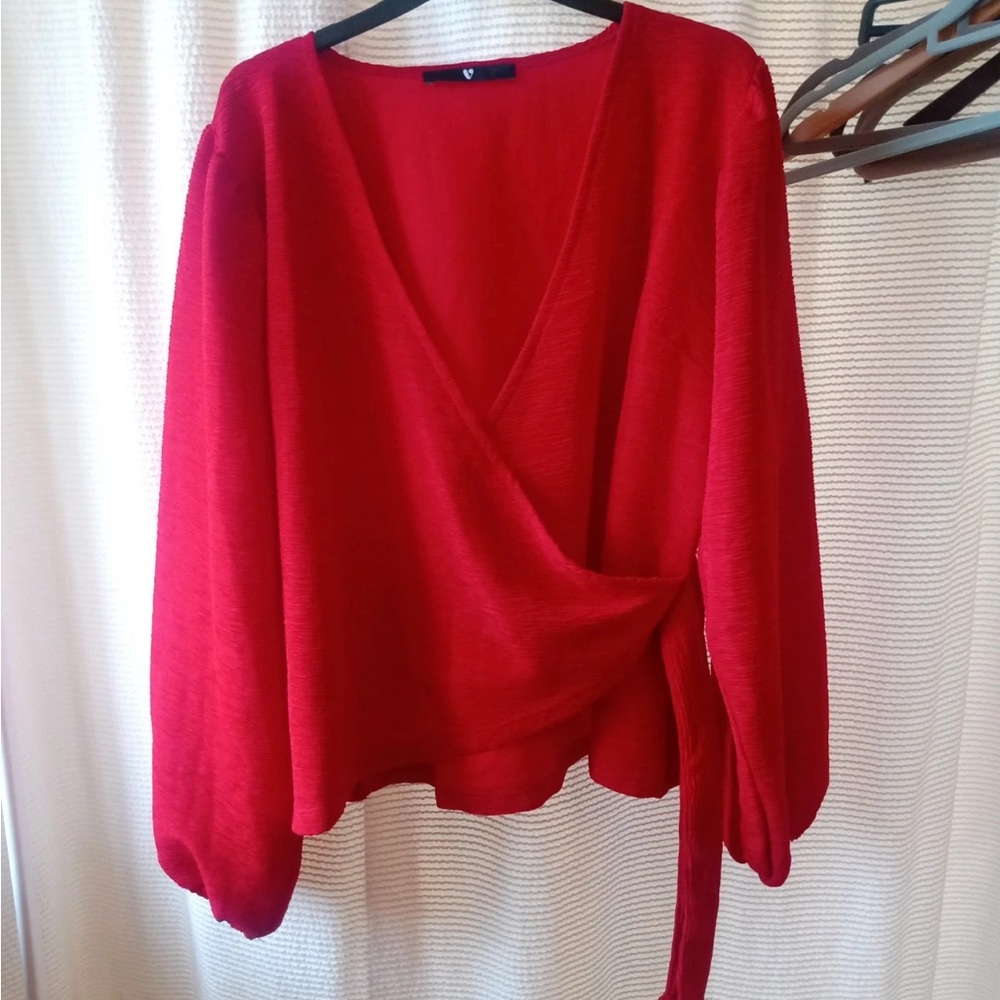 Red Wrap Blouse